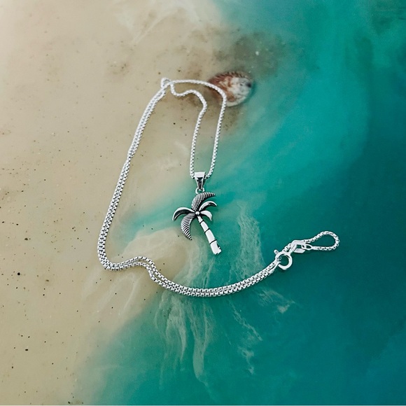 Sterling Silver Palm Tree Necklace, Tropical Necklace, Beach Necklace - Picture 6 of 12